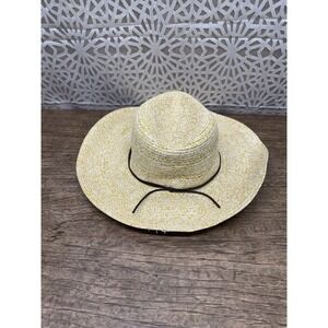 Bcbgeneration Hat Paper Straw Floppy Sun Beach Garden Tan Beige
